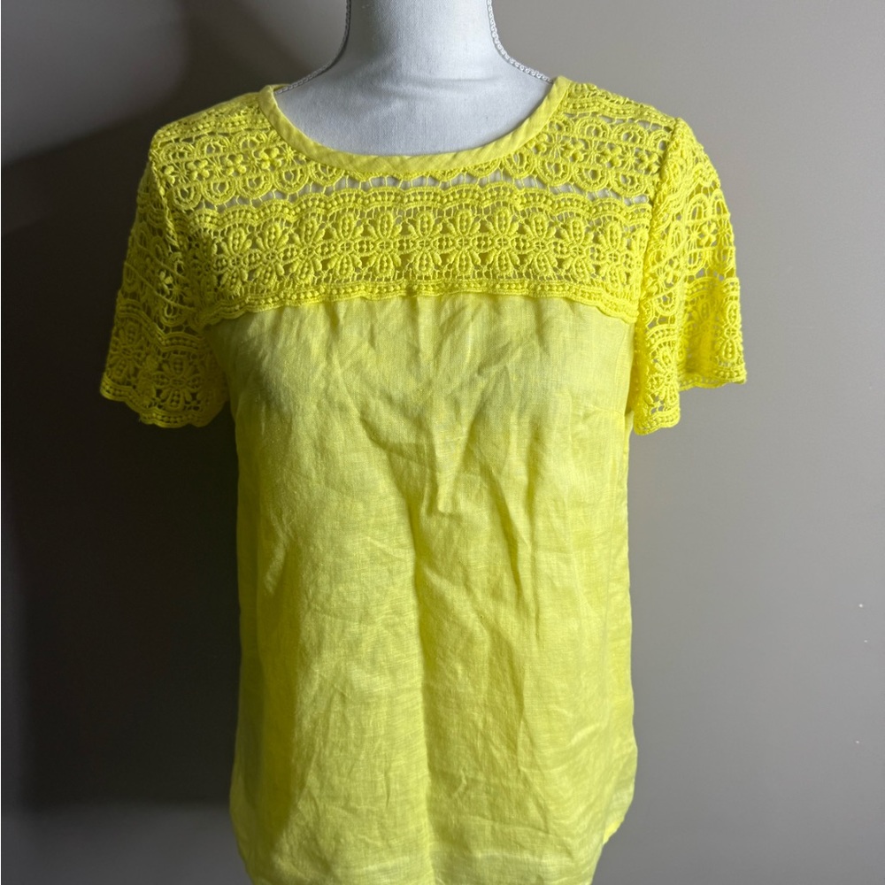 J crew Yellow Lace Women's Top size 4 linen